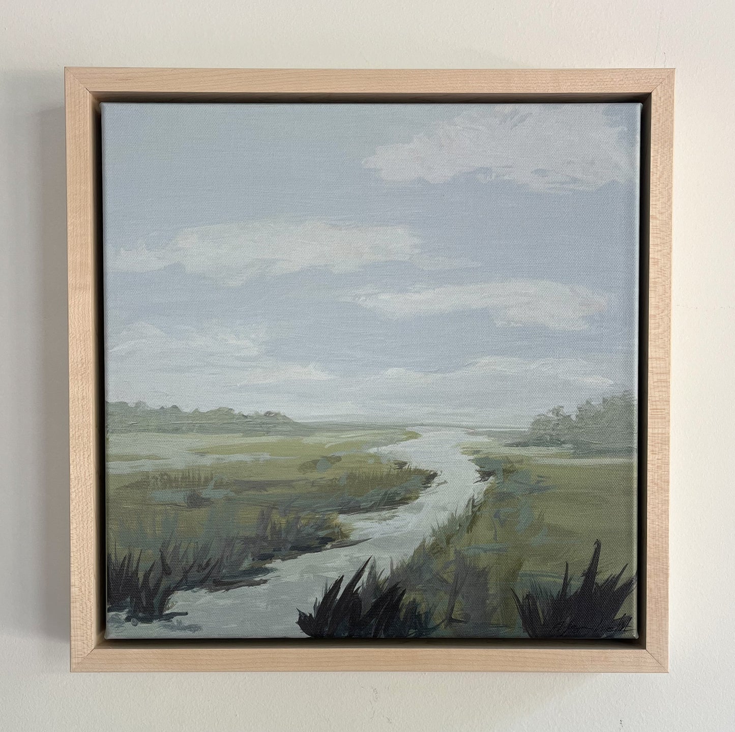 Small Soft Marsh: Stretched Print on Canvas, Framed