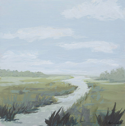 Small Soft Marsh: Stretched Print on Canvas, Framed