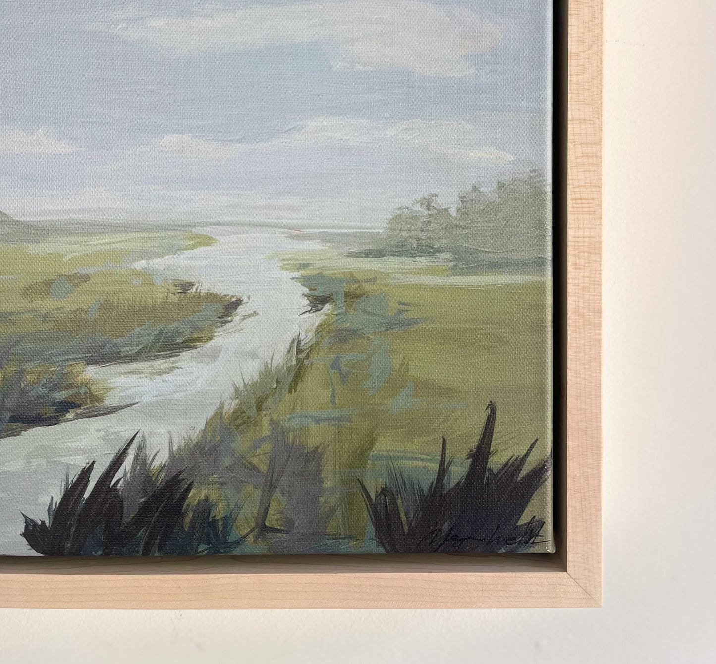 Small Soft Marsh: Stretched Print on Canvas, Framed