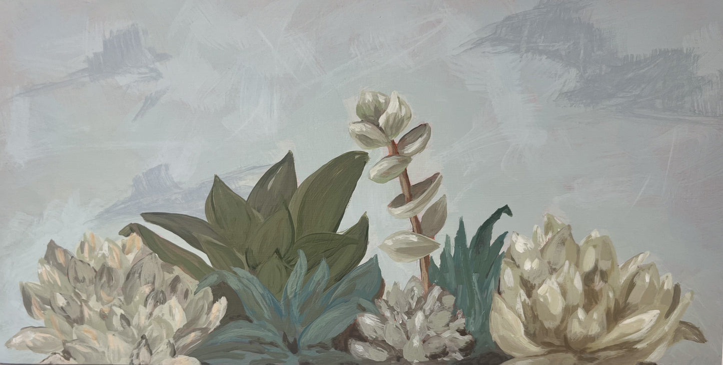 Framed: "Row of Seven Succulents"